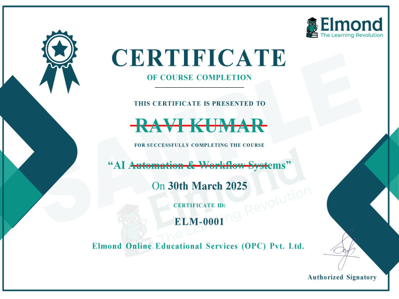 AI Automation & Workflow Systems Mastery Program Certificate